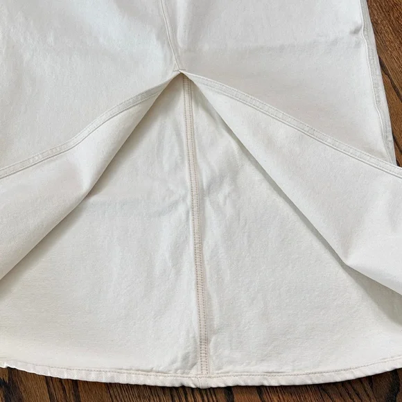 B25 MNG Mango Women XL Cream Maxi Skirt Jean Skort Slit Front Hem - Picture 5 of 5